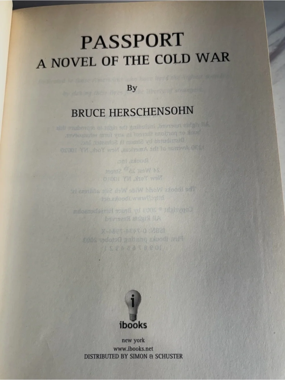🔥 Bruce Herschensohn Passport Signed 1st Printing 2003 Hardcover Cold War Novel🔥